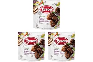 NOS Gourmet Kitchn Tyson Grilled Sweet Teriyaki Flavored Chicken Fillets Fully Cooked (Pack of 3, 56 oz Each, 10.5 Lbs Total) - Frozen Meal Ready in Minutes - Asian Inspired Dish