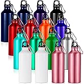 Gandeer 16 Pcs Aluminum Water Bottle Bulk 17 oz Reusable Backpacking Leak Proof Water Bottles with Buckle and Twist Cap for Camping Sports Travel