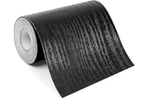NORSENS 3.93" x 393" Black Wood Grain Wallpaper Border, Mirror Frame Peel and Stick, Removable PVC Waterproof Kitchen Bathroo