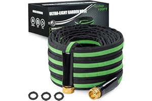 HODUP 100FT Lightweight Super Flexible Garden Hose - Kink-Free, Non-Expanding, Easy Storage for Yard Lawn Outdoor Use (Black-Green)