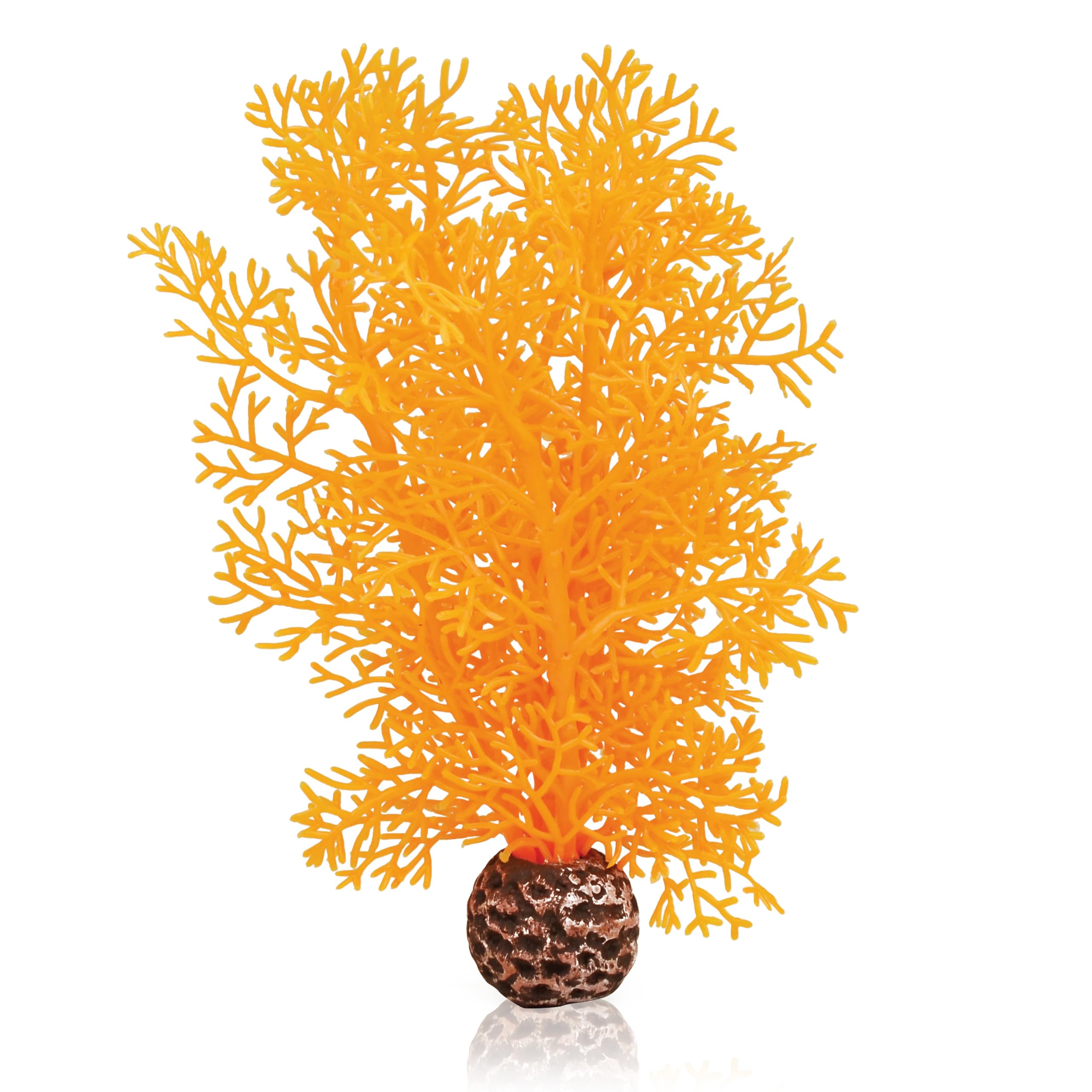 biOrb Fish Tank Decorations, Aquatic Horn Coral Plant With Weighted Ball (1 x Orange Aquarium Plant), Artificial Fish Tank Plants To Add Colour, Natural-Looking Aquarium Decor For Scenic Background