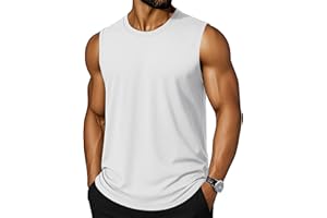 Cotrasen Men's Tank Top UPF 50+ Cotton Sleeveless Shirt Lightweight Casual Gym Workout Shirts Cooling Muscle Tee Shirt