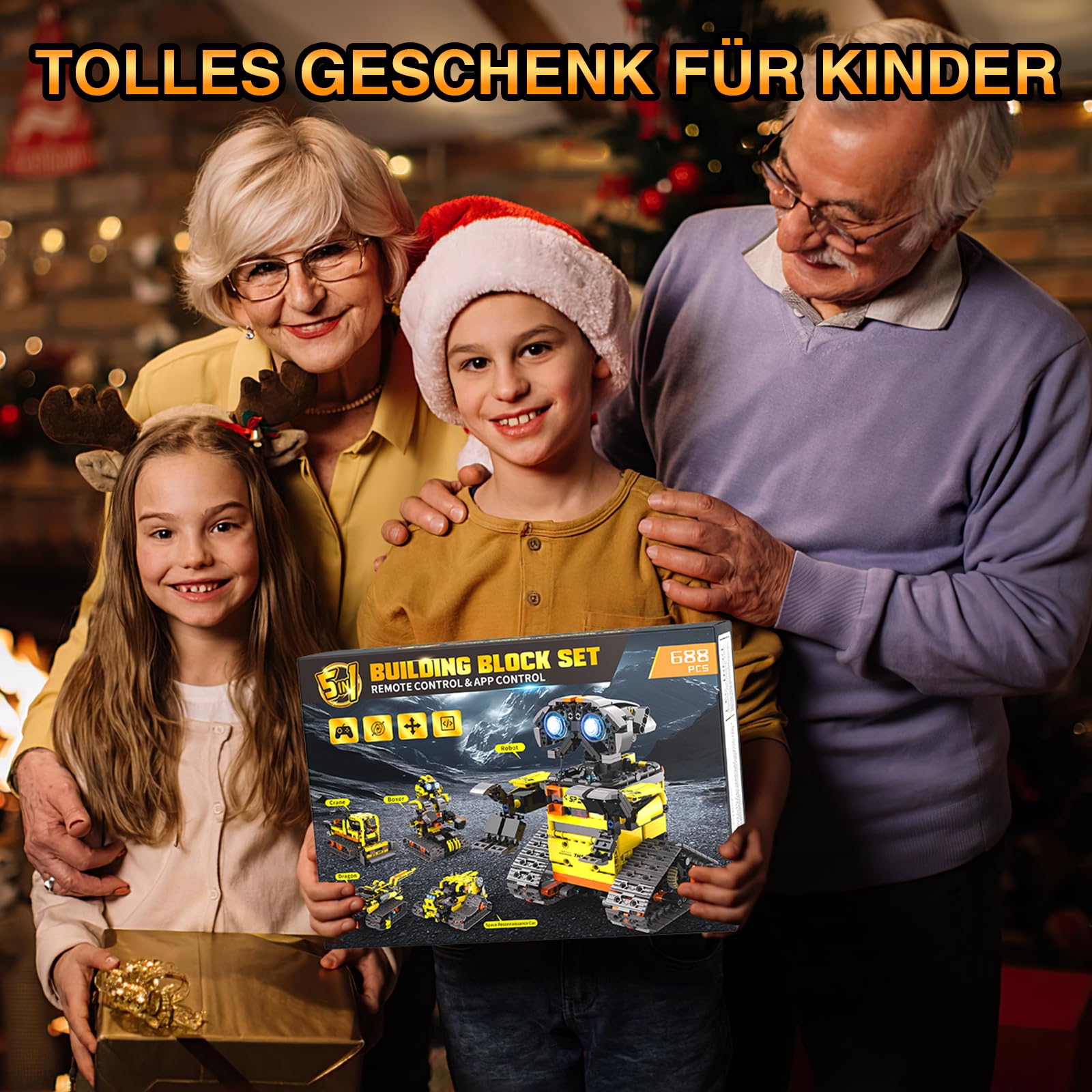 Technic Roboter Bauspielzeug Bausatz, 688PCS 5-IN-1 RC Roboter und Auto, Ferngesteuert und App Robot Bausatz Kinder, RC Programmierbar Teenager Spielzeug Geschenk ab 8-12 13 14 15 Jahre Jungen 7