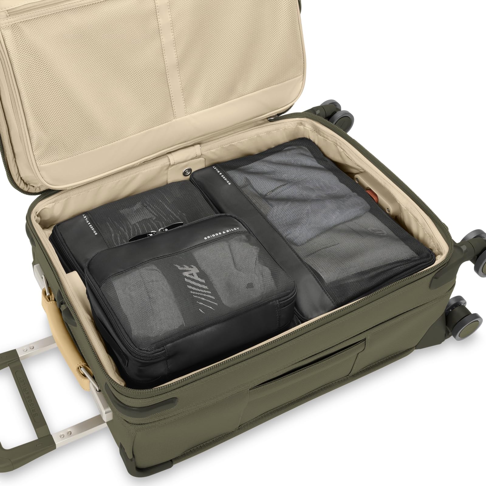 Briggs & Riley Briggs & Riley Carry On Compression Packing Cube Set - Bag Organizer for Suitcase & Luggage, Travel Essentials for Women & Men, Pack Accessories for Vacation, Maximize Storage Space - 3-Piece, Black