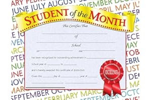 HAYES SCHOOL PUBLISHING Hayes Student of the Month Certificate, 8-1/2 X 11 in, Paper, Pack of 30, Blue Ink, 0.5 mm Micro Tip - 78289