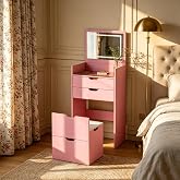 3-in-1 Vanity Table with Lighted Flip-Up Mirror, Makeup Desk with Storage Drawers and Hidden Stool, Convertible Dressing Table, Writing Desk and Nightstand for Bedroom, Apartment and Small Spaces