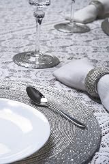 Penguin Home Handcrafted Glass Beaded Round Placemats Set of 18 Silver 32 cm view 4