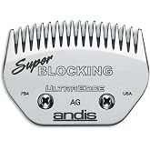 Andis 64340 UltraEdge Super Blocking Large Animal Clipper Blade, Steel | Fits Andis AG, AGC &amp; ACR plus Oster A-5 models, carburized steel resists rust, andis clipper blade