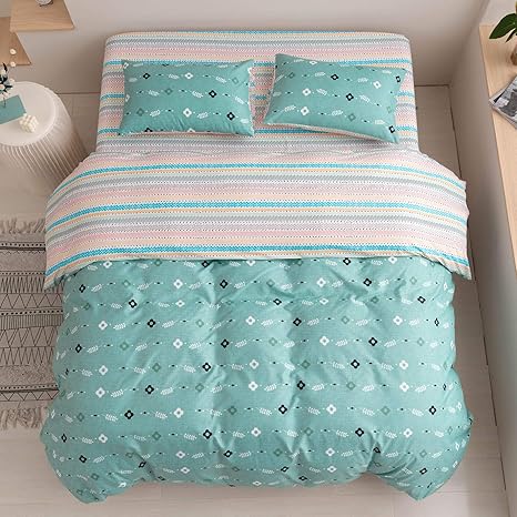 Amazon Chozan 布団カバー 4点セット ダブル オールシーズン 洗い替え速乾タイプ 寝具カバーセット 掛け布団カバー ボックスシーツ 枕カバー 通気 吸湿 おしゃれ 寝心地いい 花柄 グリーン 寝具カバーセット オンライン通販