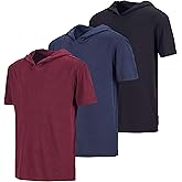 Real Essentials 3 Pack: Boys Dry-Fit Youth Teen Active Athletic Short Sleeve Workout Hoodie - Hooded Pullover Shirts