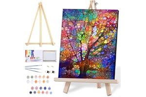 MIRCVSH Paint by Numbers Kit for Adults Wooden Framed,Colorful Tree Paint by Number on Canvas,Paint by Number for Gift Home Wall Decor(12x16inch)