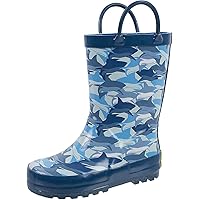 Rainbow Daze Rain Boots for Kids,Printed All Weather Boots,100% Rubber Boots with Handles,Toddler Size 7 to Kids Size 3