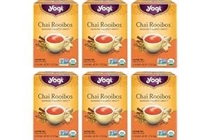 Yogi Tea Chai Rooibos Tea - 16 Tea Bags per Pack (6 Packs) - Spiced Organic Rooibos Tea - Provides Antioxidants - Caffeine-Free - Includes Cardamom, Cinnamon, Ginger & Clove