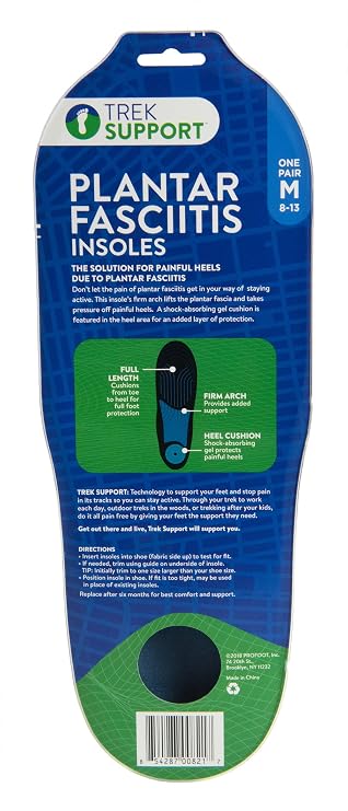 Trek Support Plantar Fasciitis Insoles Men Size 8 13 1 Pair Amazon In Health Personal Care