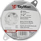 Hubbell-Bell RB550WH Weatherproof Box, Round - (5) 1/2-Inch Outlets, White