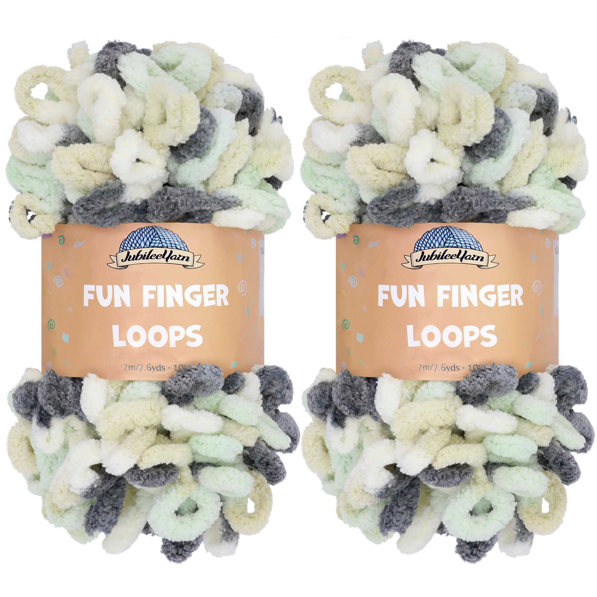 JubileeYarn Fun Finger Loops Yarn - Polyester Jumbo Weight Loop Yarn - 100g/Skein - Artemis - 2 Skeins
