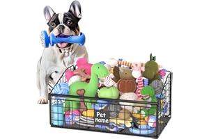 Kaiferty Indestructible Dog Toy basket, Medium Toy Box for Dogs,Pet Toy Bin Dog Metal Basket for Toys, Toy Storage Organizer, Toy Box for Living Room Area (Black)