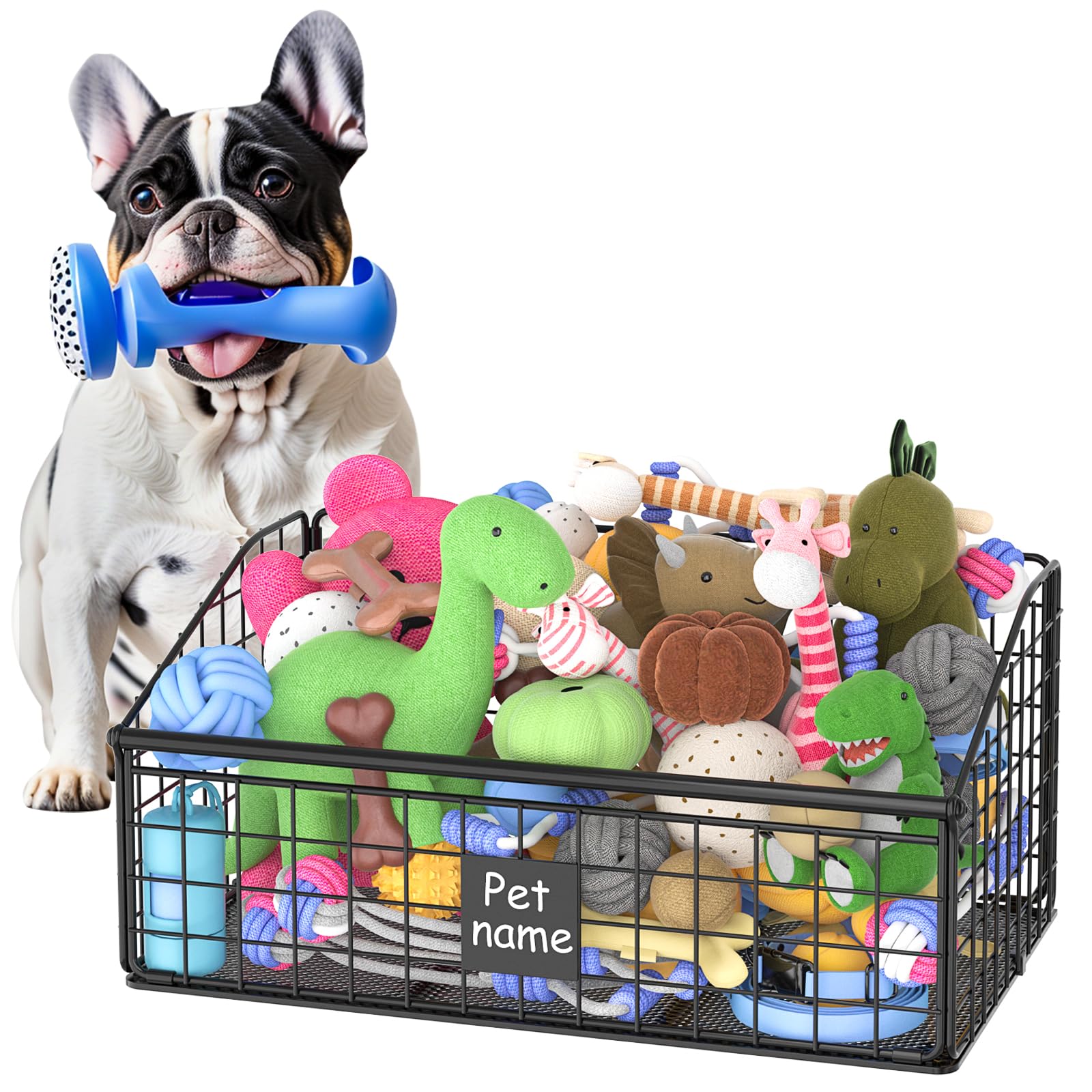 Photo 1 of Kaiferty Indestructible Dog Toy basket, Medium Toy Box for Dogs,Pet Toy Bin Dog Metal Basket for Toys, Dog Toy Storage, Dog Storage Organizer,Dog Toy Box for Living Room Area (Black)