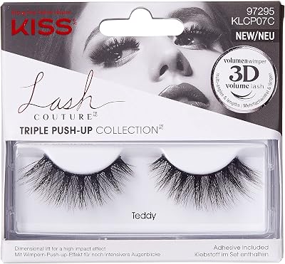 KISS Lash Couture Triple Push Up False Lashes Teddy 3D Volume Reusable Glue
