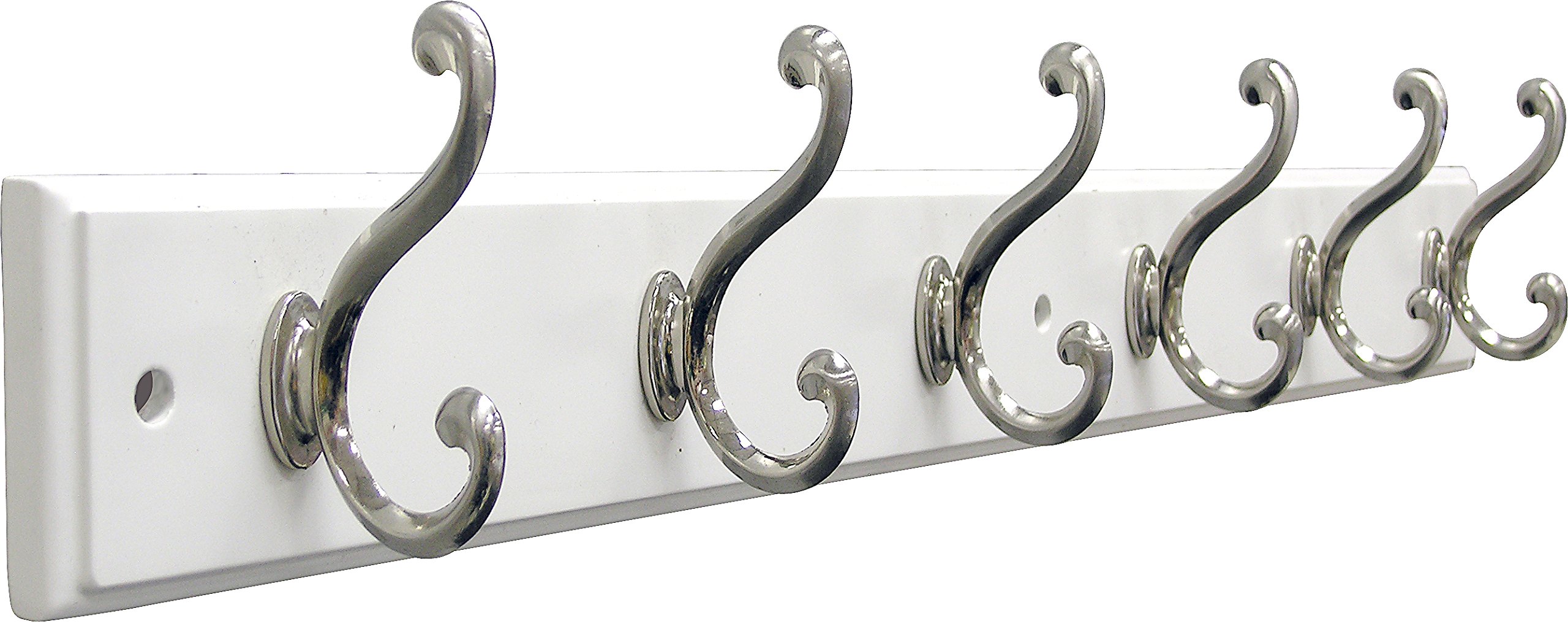 Headbourne 93785E Rail 6 Chrome Hooks, White Board Coat Rack, 26" Hookrail LAVORIST