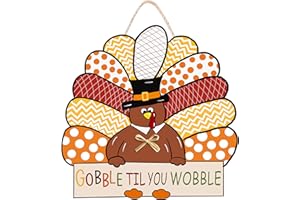 CYNOSA Thanksgiving Wreath for Front Door Turkey Door Hanger Gobble Sign Thanksgiving Turkey Outside Door Decorations