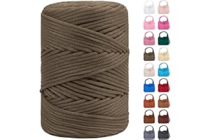 LEREATI Polyester Macrame Cord 3mm x 185yards, Braided Macrame Cord Polypropylene Silk Cord, Crochet Bag Polyester Yarn for Crocheting, Bag, Wall Hangings, Rug, DIY Crafts (Gray Green)