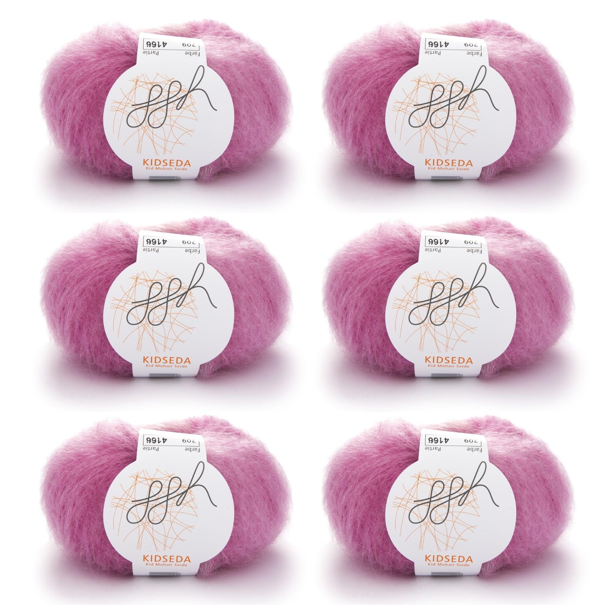 ggh Kidseda Box - 6 Balls - Mohair Wool with Silk for Knitting - Colour 209 - Rosamelated
