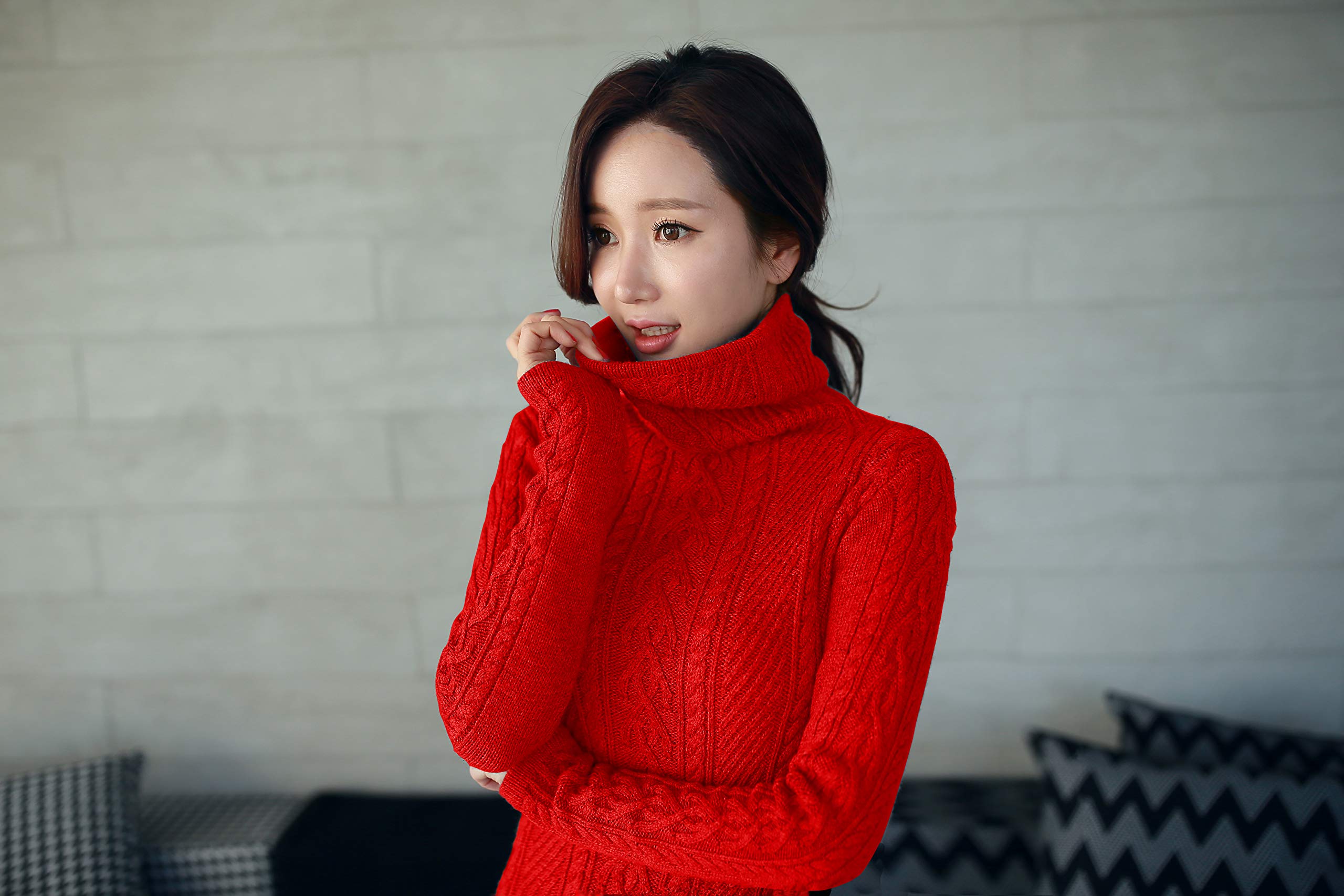 v28 Women Polo Neck Long Slim Fitted Dress Bodycon Turtleneck Cable Knit Sweater - Image 5