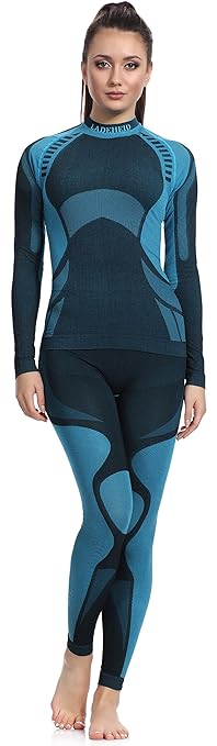 Ladeheid Damen und Kinder Funktionsunterwäsche Set Langarm Shirt Lange Unterhose Thermoaktiv