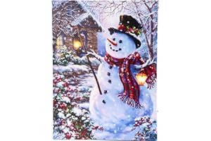 NORTHLIGHT LED Lighted Snowman with Lantern Christmas Wall Art - 15.75" x 11.75"