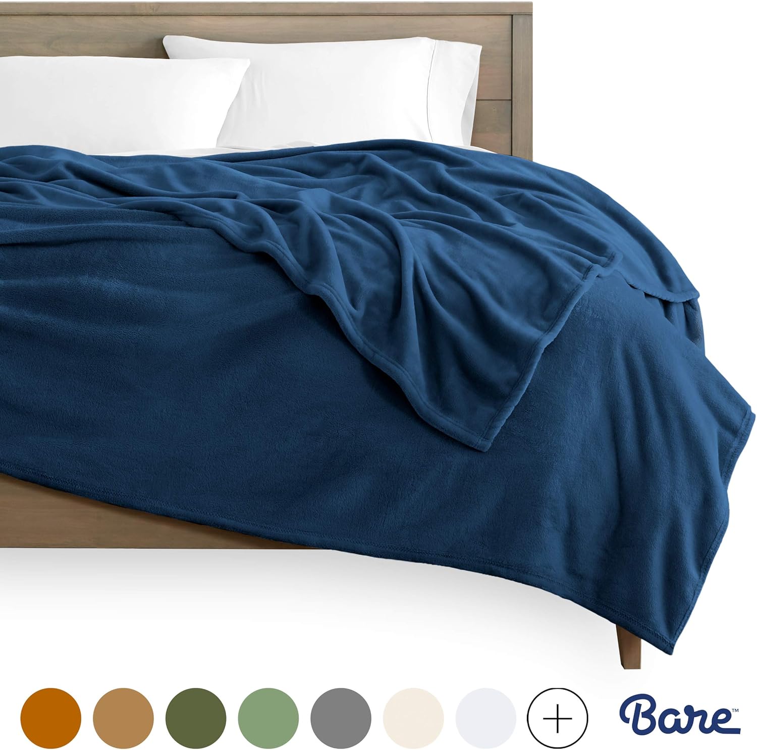 Bare Home Microplush Fleece Blanket - Full/Queen - Ultra-Soft Velvet - Luxurious Fuzzy Fleece Fur - Cozy Lightweight - Easy Care - All Season Premium Bed Blanket (Full/Queen, Dark Blue): Home & Kitchen