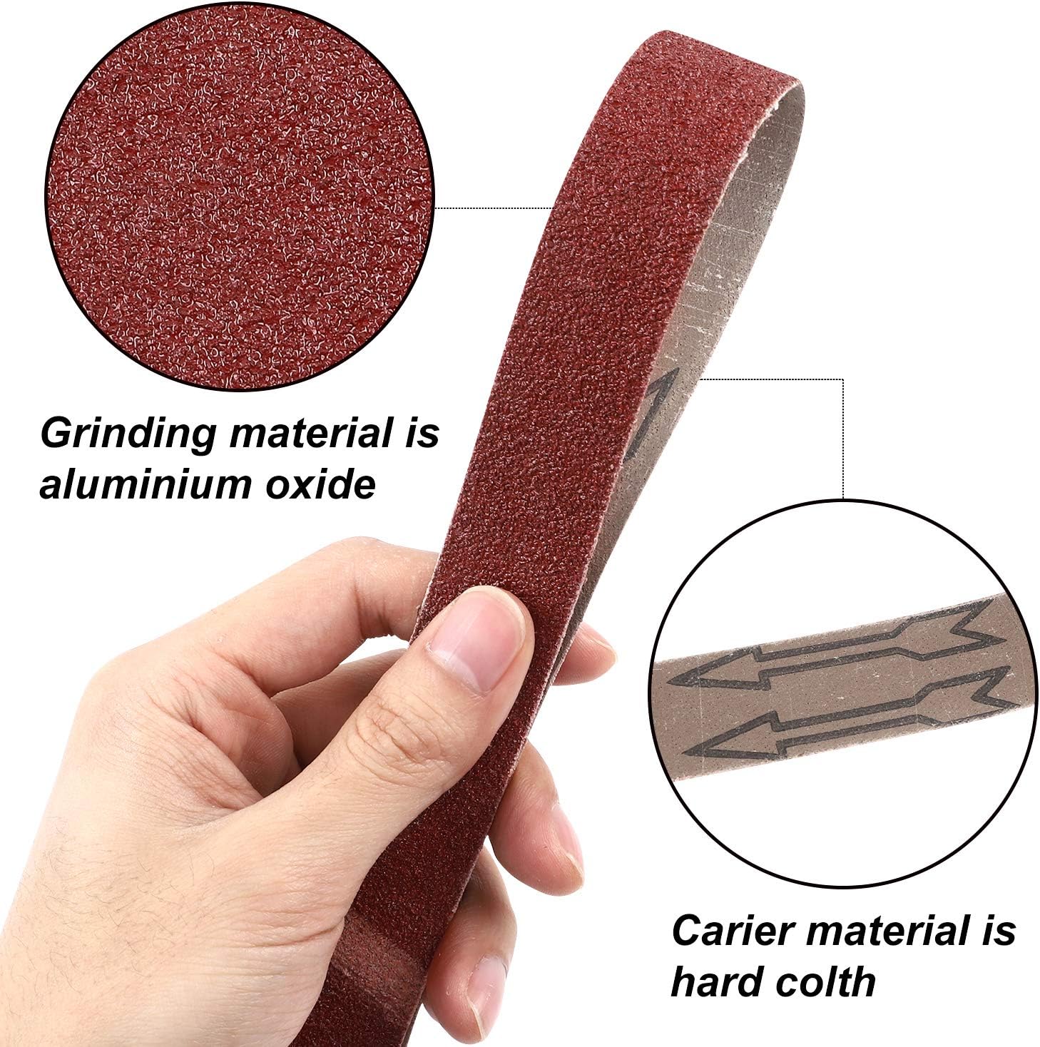 HongWay 24 Pack Sanding Belts 1x30 Inches Aluminum Oxide Sanding Belt (60 80 120 150 240 320 400 600 800 1000 Grits) for Belt Sander 1x30 - - 