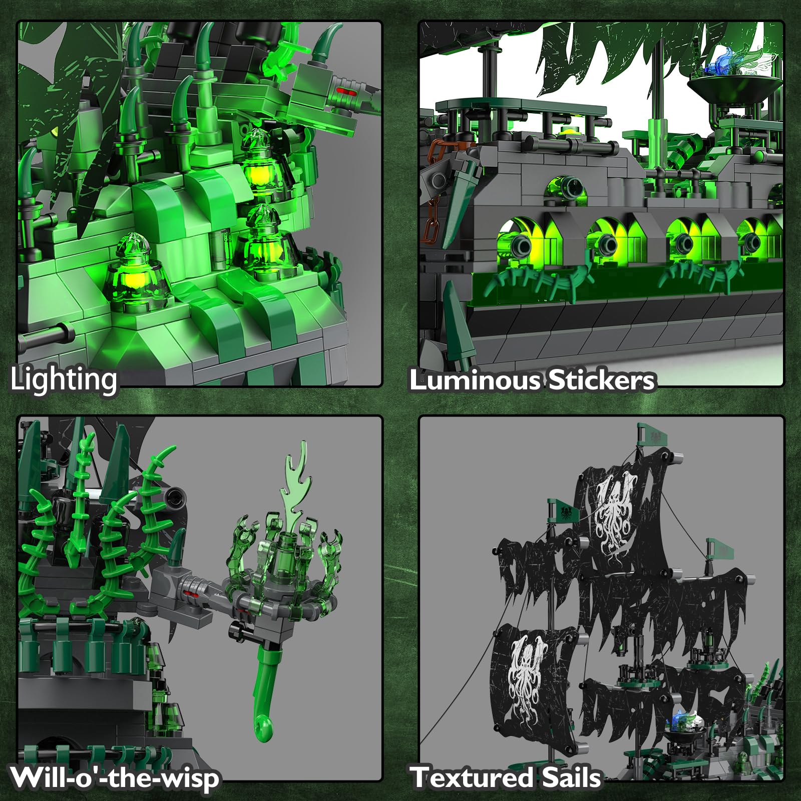 JMBricklayer Piratenschiff Bausteine, 40001 Flying Dutchman Piratenschiff Klemmbausteine, Segelschiff Modellbausatz, Schiff Spielzeug Geschenke für Erwachsene und Jungen 4