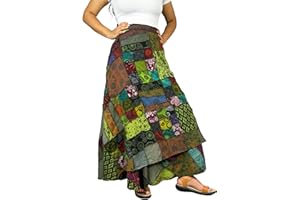 Agan Traders Women’s 2024 Boho Maxi Skirt for Fall Patched Tie Up High Waisted Long Skirt Bohemian Wrap Cover Up