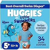 Huggies Little Swimmers Disposable Swim Diapers, Size 5-6 (32+ lbs), 34 Ct (2 Packs of 17), Packaging May Vary