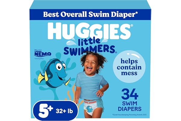 HUGGIES Disposable Swim Diapers - Size 5-6 Large, Huggies Little Swimmers, 34 ct