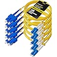 Foboiu 5 Pack OS2 Singlemode LC SC Fiber Patch Cable 3m, SC to LC SMF Fiber Optical Cables Duplex Fiber Jumper Patch Cords UPC/UPC, 9/125um, LZSH, 1G/10GB Yellow Jumper Cord 3 Meter（10ft）