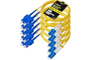 Foboiu 5 Pack OS2 SC to LC Fiber Patch Cable 2m Single Mode, Duplex Fiber Optical Patch Cables Singlemode SMF LC UPC/UPC, 9/125um, LZSH, 1G/10GB Yellow Jumper Cord 2 Meter(6.6ft)