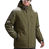 FREE SOLDIER Men's Waterproof Ski Snow Jacket Fleece Lined Warm Winter Rain Jacket with Hood Fully Taped Seams