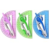 ZZTX 180-Degree Protractor and Compass Set 3 Colors | Precision drawing, 180&deg; measurement, Student geometry
