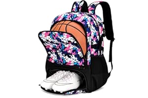 Hsmihair Basketball Backpack Large Sports Bag for Men&Youth,Gym Bag with Separate Ball & Shoes Compartment,Travel Bag for Basketball,Soccer,Volleyball