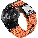 Bandletic Compatible with Garmin Fenix 5S Watch Band, 20mm Quick Fit Soft Nylon Strap with Magnetic Fidlock V-Buckle for Fenix 8 43mm/7S Pro/6S/5S Plus/Instinct 2s E 40mm/Epix 2 Pro 42mm, L-Orange