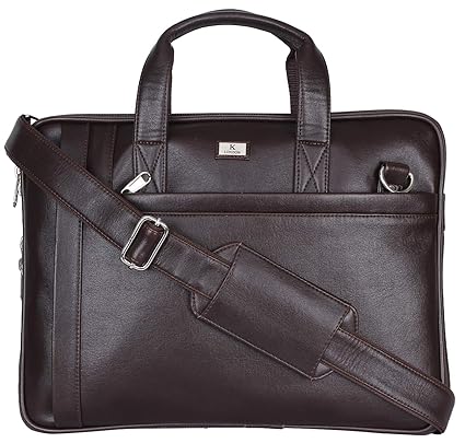 K London Dark Brown Vegan Leather Handmade Men Women Unisex Laptop Bag MacBook Cross Over Shoulder Messenger Bag Office Bag (1808_drk_BRN)