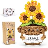 Nitlak Positive Sunflower Doll Crochet with Card, Inspirational Gifts for Coworker Teachers Women Men Friend Daughter, Emotional Support Crochet Appreciation Gifts for Birthday, Christmas