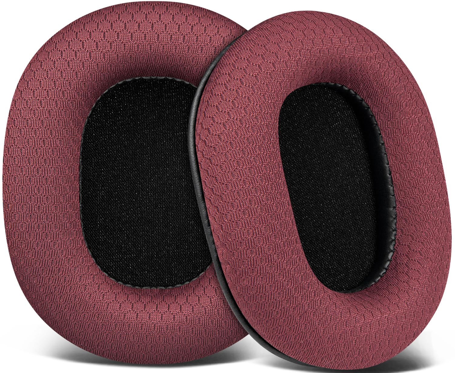 SOULWIT Earpads Replacement for Audio Technica ATH M50X M50XBT M50RD M40X M30X M20X MSR7 SX1 Monitor Headphones, Ear Pads Cushions with Durable Mesh Fabric, High-Density Foam - Burgundy