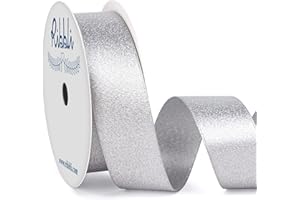 Ribbli Silver Double Faced Purl Ribbon,Luxury Glitter Ribbon,7/8 Inches x 10 Yards,Use for Gift Wrapping,Floral Arrangements,Wedding Decorations