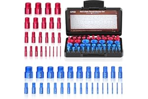 MENGBEI 52PCS Thread Checker, Nut and Bolt Thread Checker, Thread Checker Kit in Standard and Metric (28 SAE & 24 Metric), Bolts Measuring, Bolt Size Finder Checker Thread Gauge for Quickly Identify