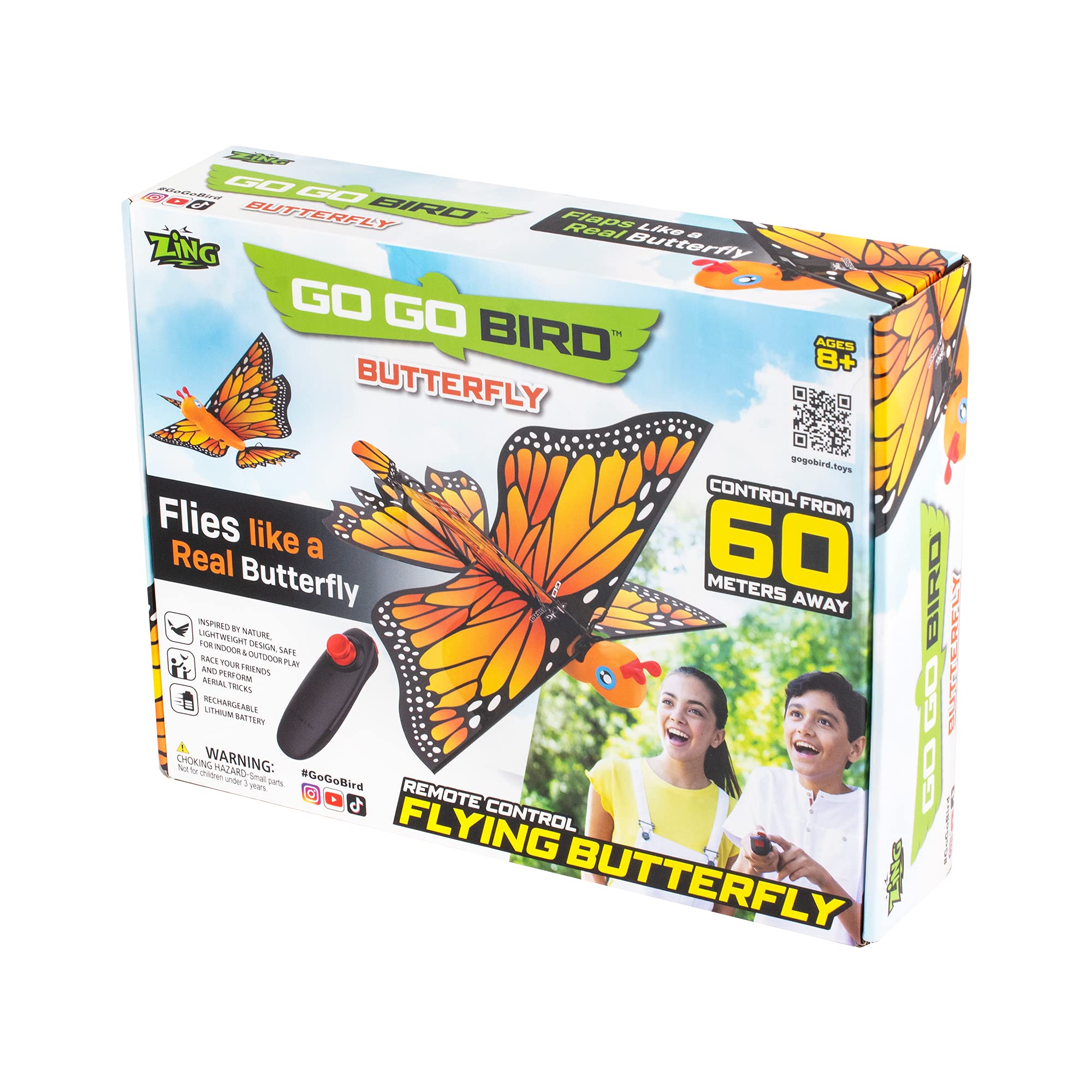 Zing Go Go Bird - Remote Control Flying Toy - Looks and Flies Like A Real Butterfly - Great Starter RC Toy for Boys and Girls (Butterfly)
