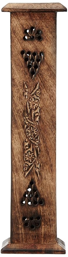 Hosley Wooden Incense Holder with 20 Highly Fragranced Incense Sticks, Brown