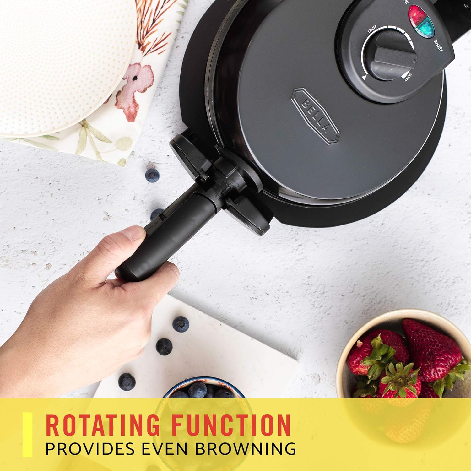 BELLA (13591) Classic Rotating Non-Stick Belgian Waffle Maker with Removeable Drip Tray, Black: Electric Waffle Irons: Kitchen & Dining